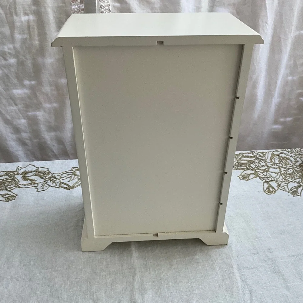 Vintage Avon Floral Wooden Jewelry Armoire Box Cream Pink Roses Cottagecore